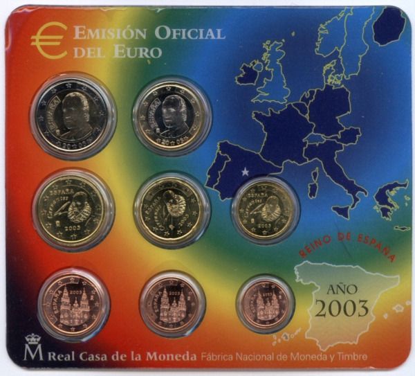 SPAIN 2003, OFFICIAL UNC SET   Euro mint set 8 coins SPAIN ☆ ESPAÑA 