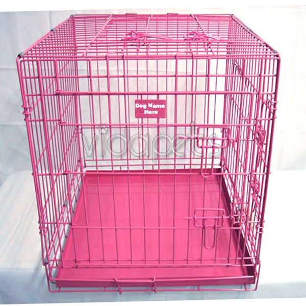 42 3 Door Pink Folding Dog Crate Cage Kennel Three 2  