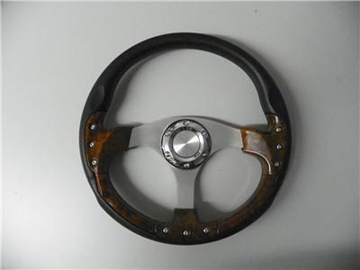 EZ GO GOLF CART STEERING WHEEL 13.75 WOODGRAIN & ADAPTER #300EZF 