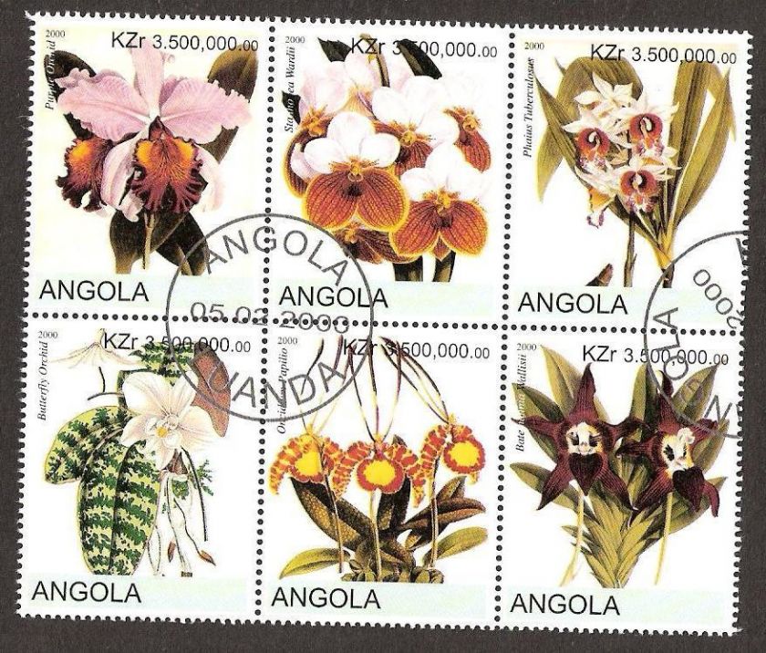 Angola Africa Flora Flowers Plants Nature 1 Set of 6 Large CTO used 