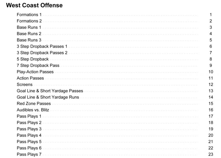 BASIC WEST COAST OFFENSE FOOTBALL PLAYBOOK MADE EASY  