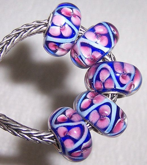 Flower Murano Glass Beads fit European Charm Bracelet b096  