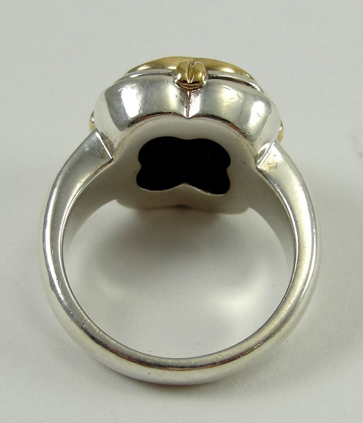 Lorenzo 18K Gold Sterling Ring Black Onyx Cussion Cut 7  