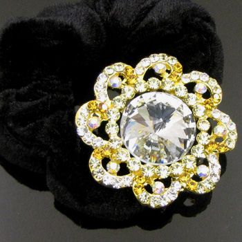   SHIPPING 1pc rhinestone crystal flower hair scrunchie ponytail  