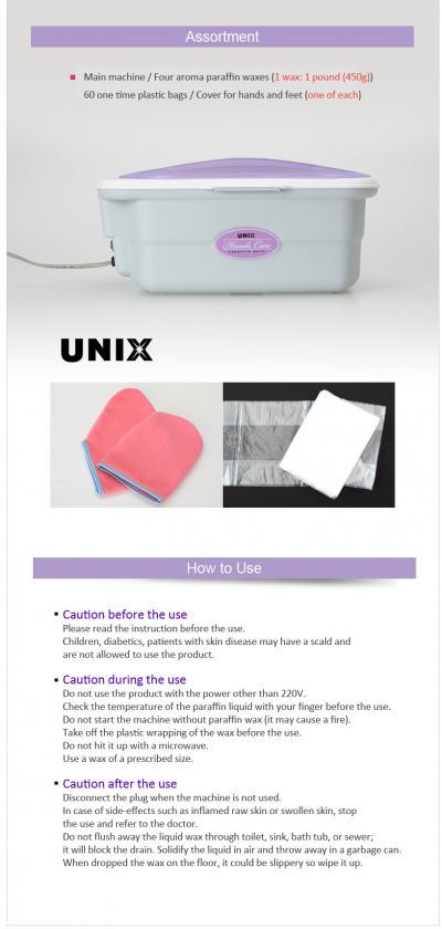 NEW UNIX Paraffin Bath Heat Therapy (PTM 600) + Parafin Wax (4ea 