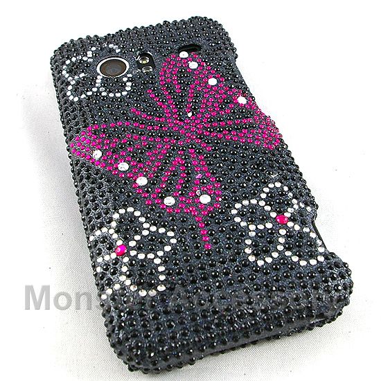 Pink Butterfly Bling Hard Case For HTC Droid Incredible  