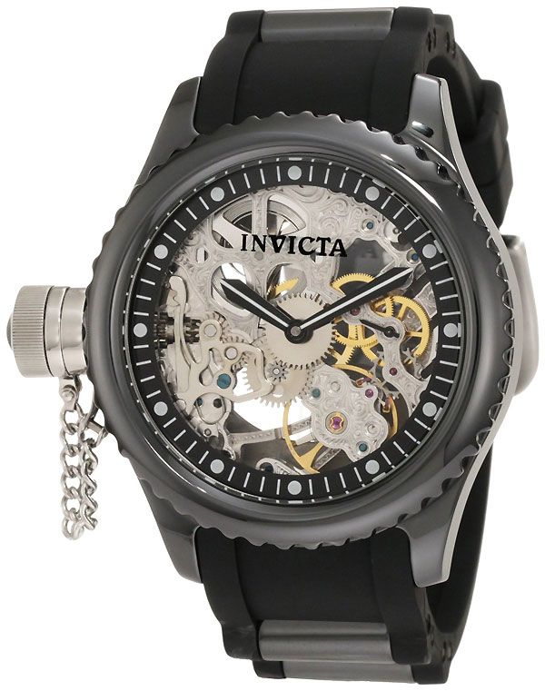 Invicta 1848 Russian Diver Mechanical Skeleton Ceramic Polyurethane 