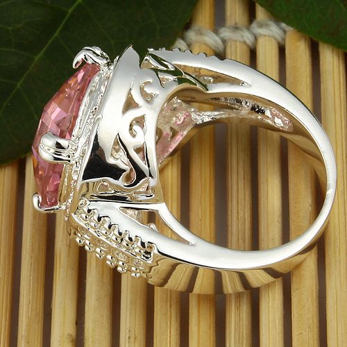 Superb Big Pink Topaz Jewelry Gems Silver Ring Size #7 S11 Hot Free 