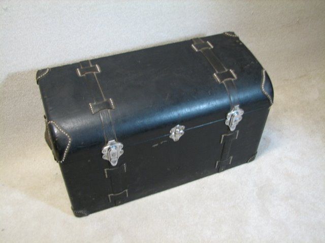 Antique Leather Laher Auto Car Trunk Circa 1920  