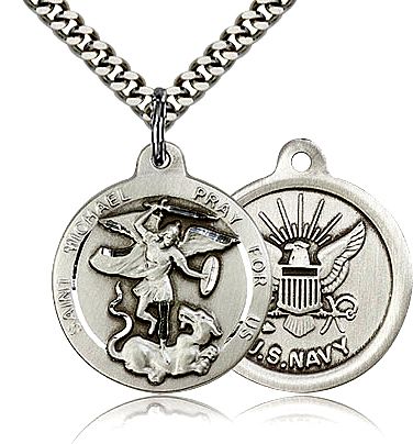   St Saint Michael USA US NAVY medal Charm Pendant 4.4g + 24CHN  