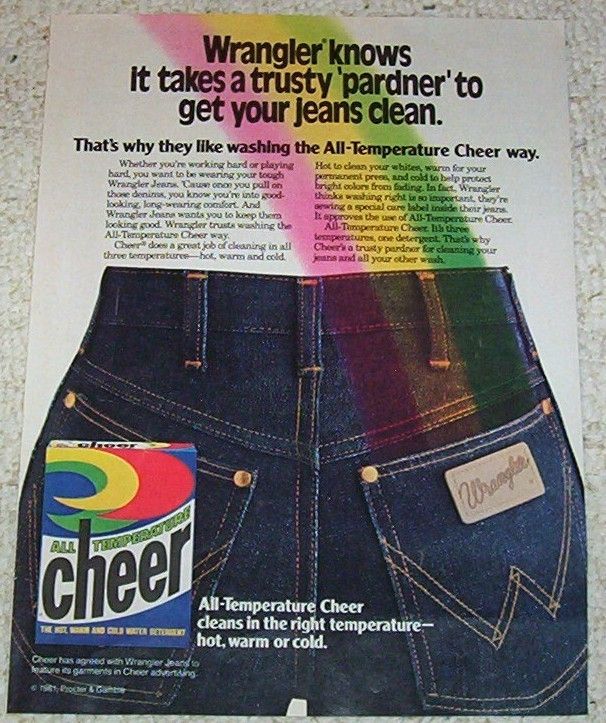 1981 ad CHEER Laundry soap   Wrangler Jeans PRINT AD  