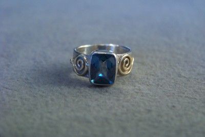 WOW ANTIQU SILVER LONDON BLUE TOPAZ CIRCLE OF LIFE RING  