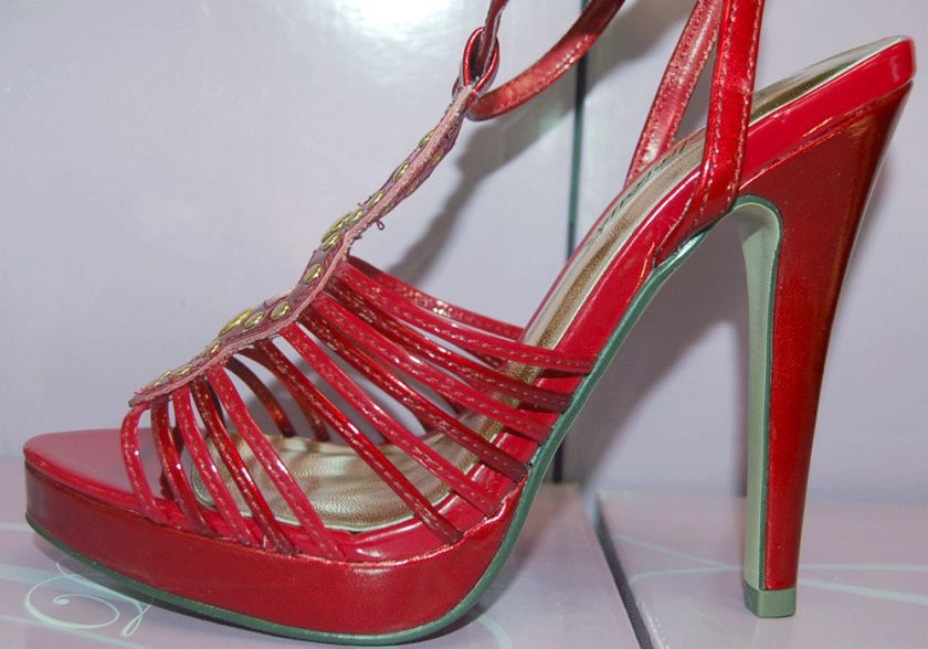 Womens Shoe,Summer Ankle Strap High Sandals Red 10 M  