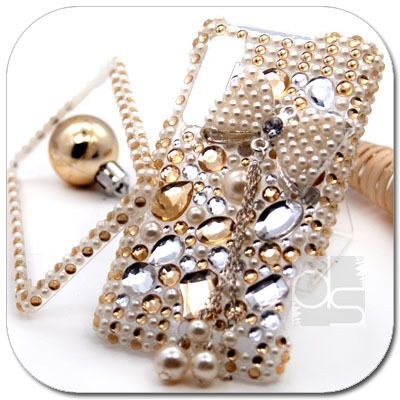 3D Bling Gold Crystal Hard Skin Case Cover For Verizon Motorola Droid 