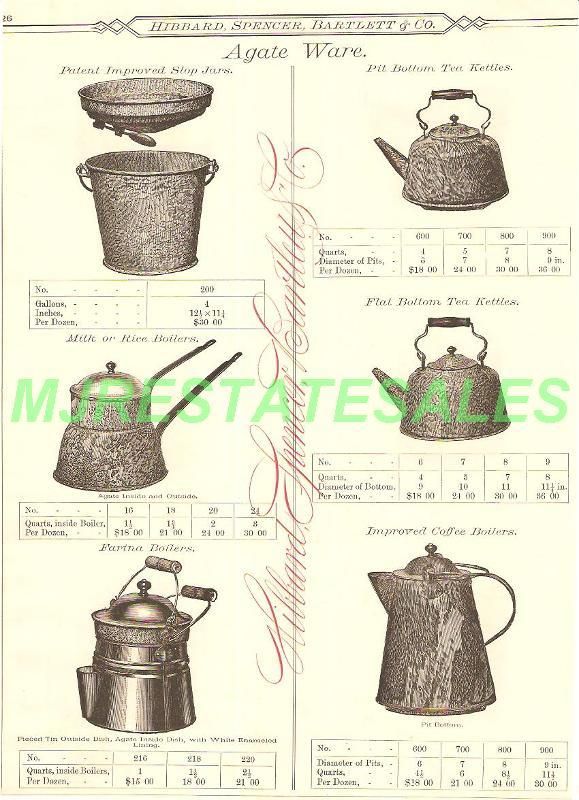 1884 Antique Agate Ware Coffee Tea pot Kettle AD  