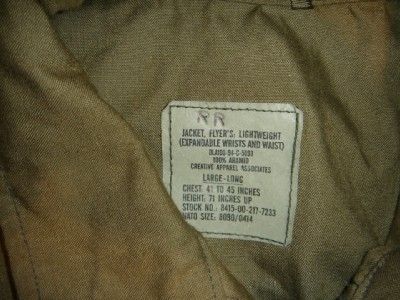 VINTAGE AIR FORCE SUMMER FLYERS FLIGHT JACKET LARGE LON  