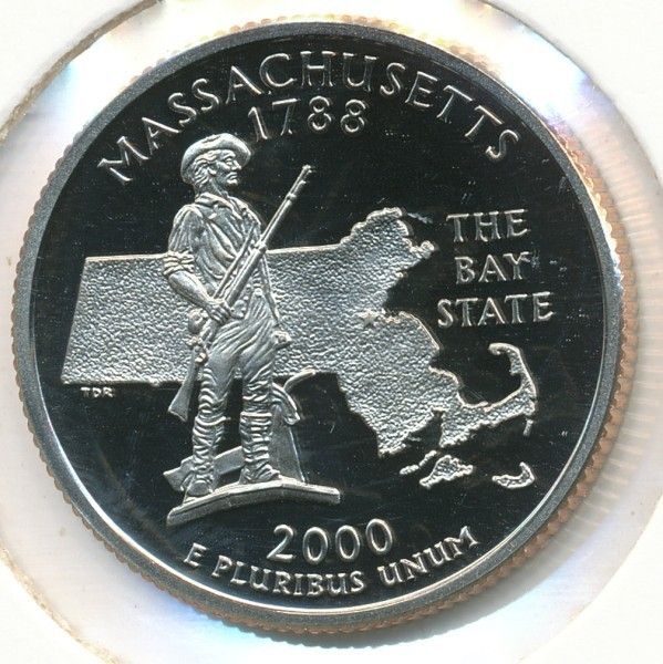 USA   2000 S, Massachusetts, Quarter Dollar   Proof  