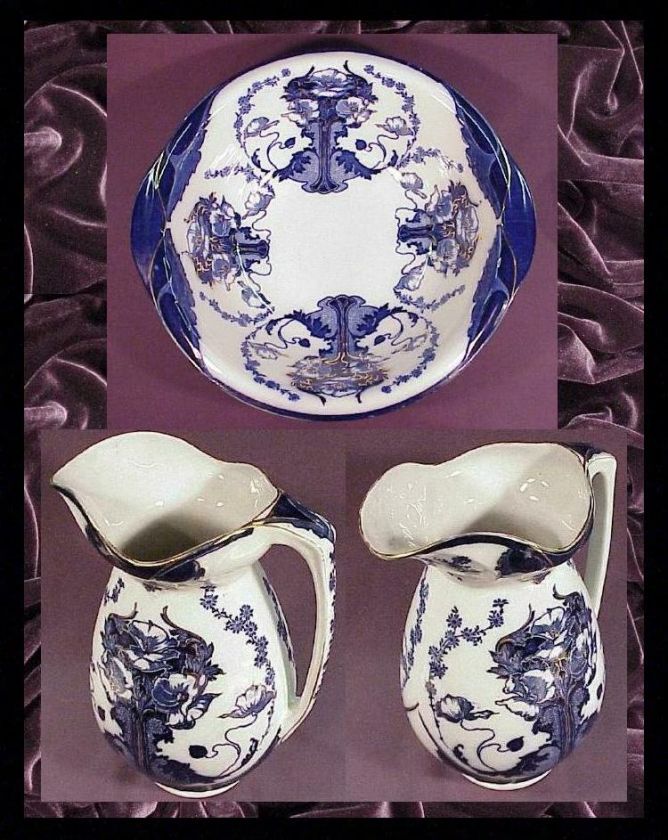 Minton  Flo Blue  Pitcher & Bowl Set c.1870s  