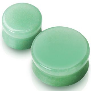 Pair 0g Gauge Solid Jade Semi Precious Stone Plugs  