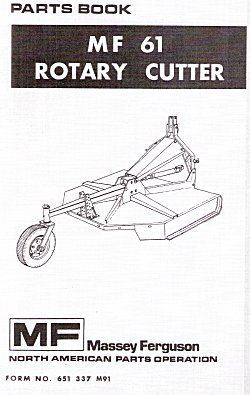 Massey Ferguson MF61 Rotary Cutter Mower Parts manual  