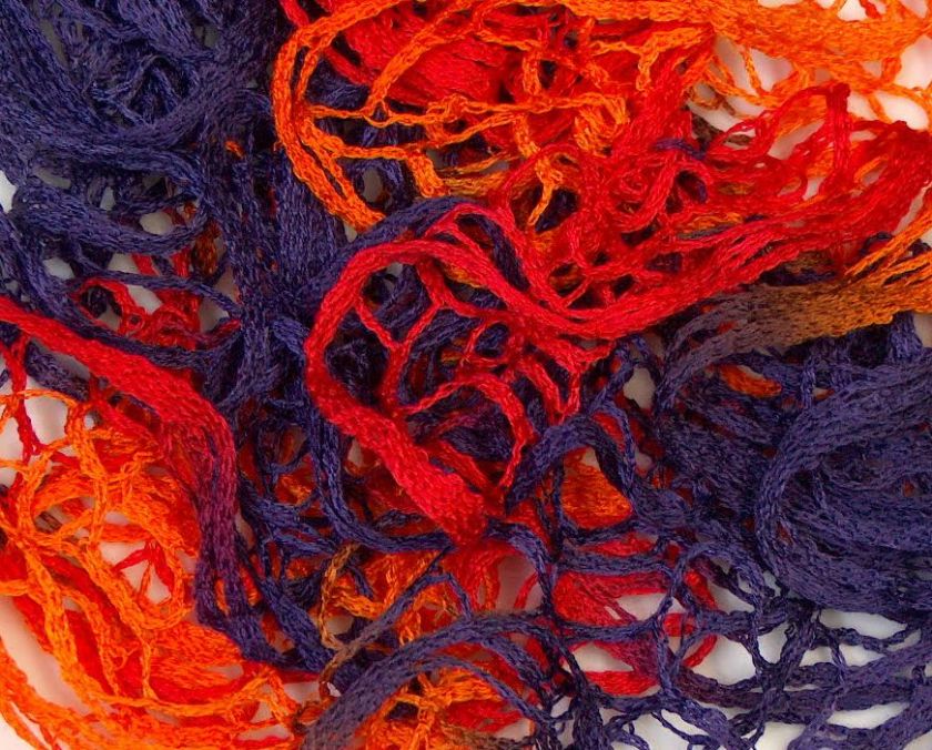   100gr Skeins ICE FLAMENCO Ruffle Scarf Yarn Red Orange Purple  