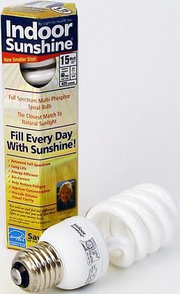 Indoor Sunshine 15 Watt Full Spectrum Fluorescent Bulb  