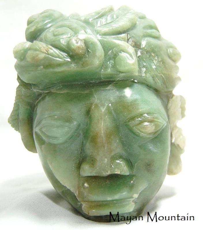 HUGE GUATEMALAN MOON JADE CARVING OF MAYAN FACE MAYA  