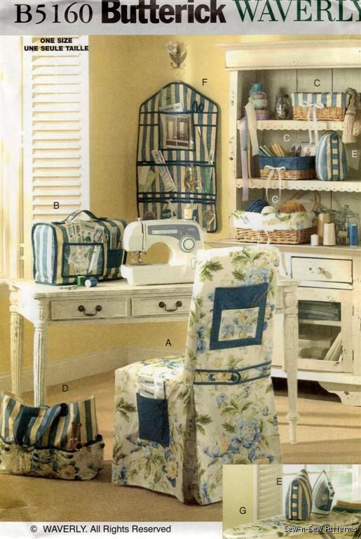 WAVERLY Sewing Room PATTERN Chair/Basket Cover Tote  