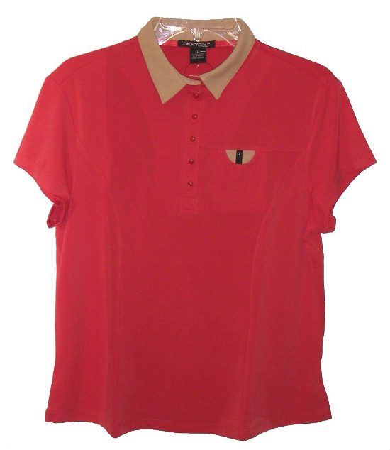 DKNY GOLF SHORT SLEEVE PAPRIKA GOLF SHIRT TOP SZ LARGE NWT  