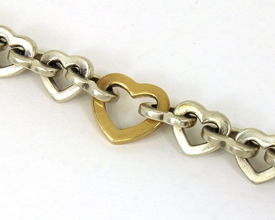 TIFFANY & CO. 18K & STERLING SILVER HEART TOGGLE BRACELET  