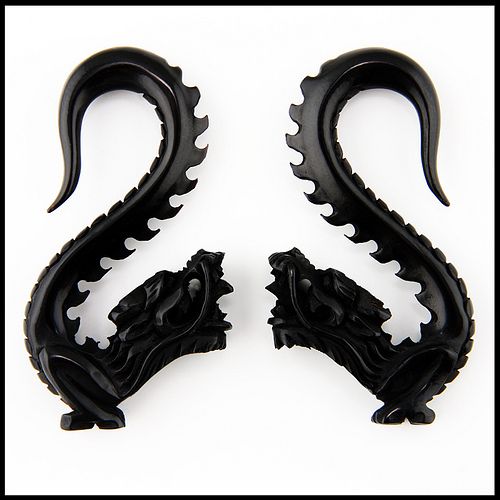 Hand Made Dragon HORN Ear Plugs Ear Gauges (PICK SIZE)  