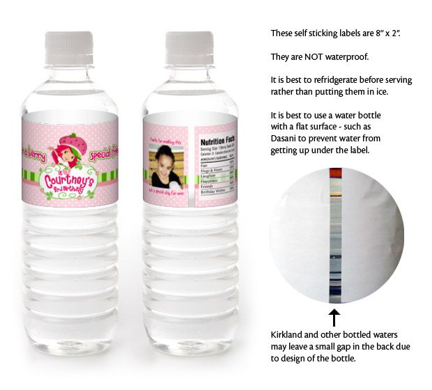 STRAWBERRY SHORTCAKE Birthday WATER BOTTLE LABELS  