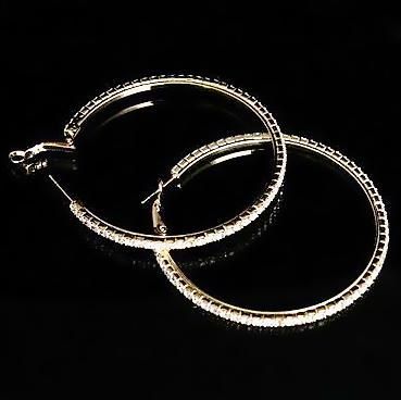 18K gold plated GP Swarovski crystal hoop earrings RB54  