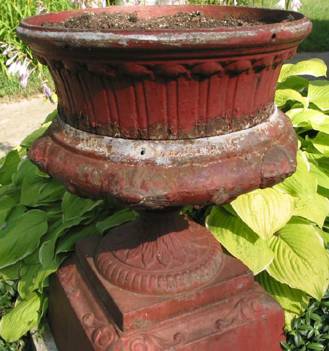 Antique Kramer Bros. Ohio Cast Iron GARDEN URN Planter  