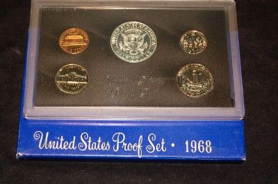 1968 US MINT Proof Set With SILVER John F Kennedy Half Dollar  