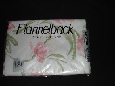 Vintage 2 New Vinyl Oblong Flannel Back Tablecloth  