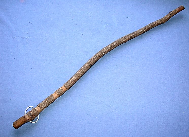 Vintage Wood Bark Initialed Cane Walking Stick  