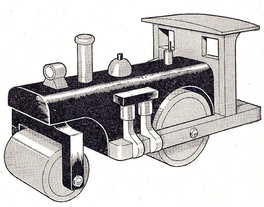 Woodworking Plan Pattern Train Bulldozer Roller Toy  